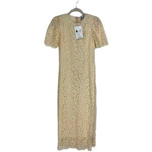 NWT LB Design Fashion & Biselena Women Size M Lace Midi Dress Side Slit Back Zip